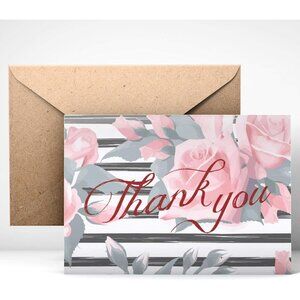 Thank You Cards (24pcs), Includes Blank Cards & Envelopes with Stickers, 4 x 6"